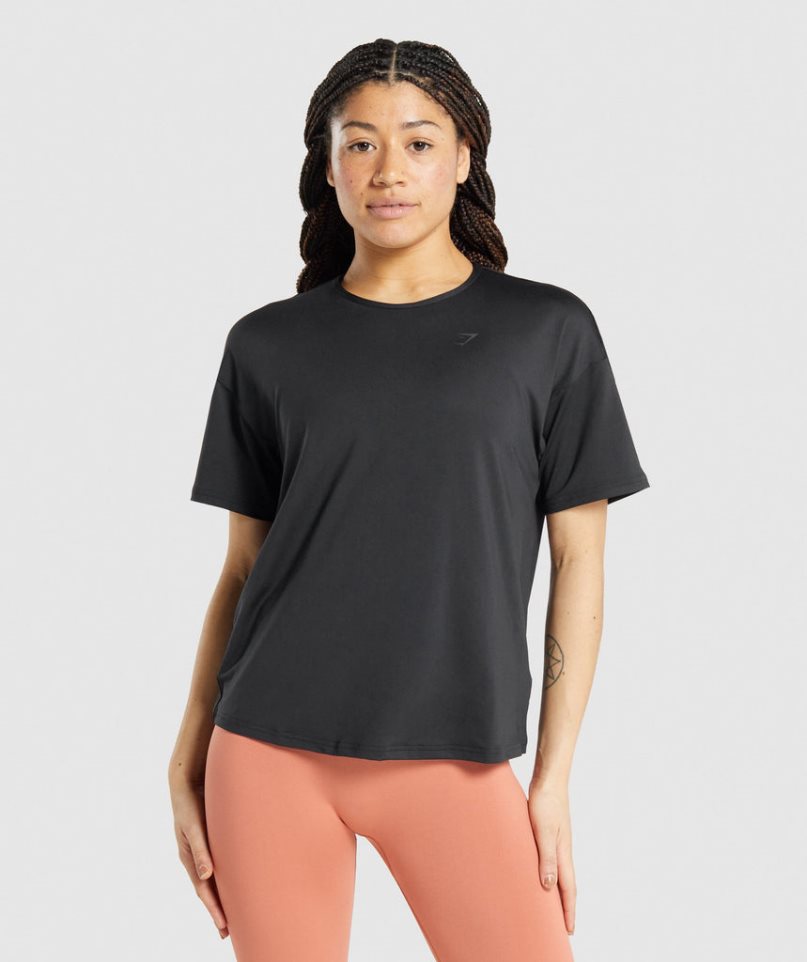 Women's Gymshark Studio T-Shirts Black | NZ 7LVSBJ